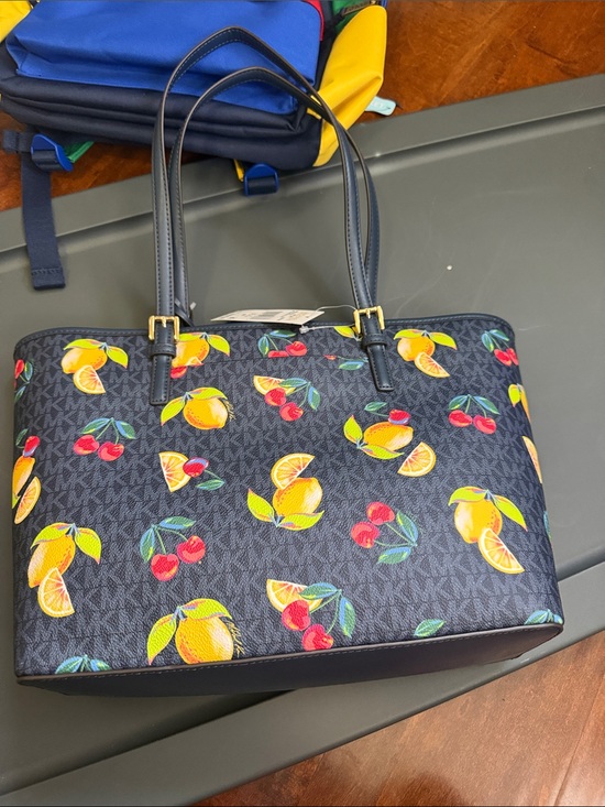Michael Kors Handbags - Michael Kors Navy Tote with Citrus and Cherry Print